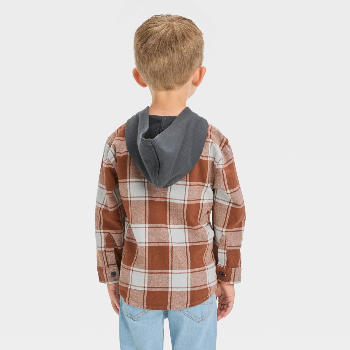 Toddler Boys' Long Sleeve Hooded Flannel Shirt - Cat & Jack™ | Target