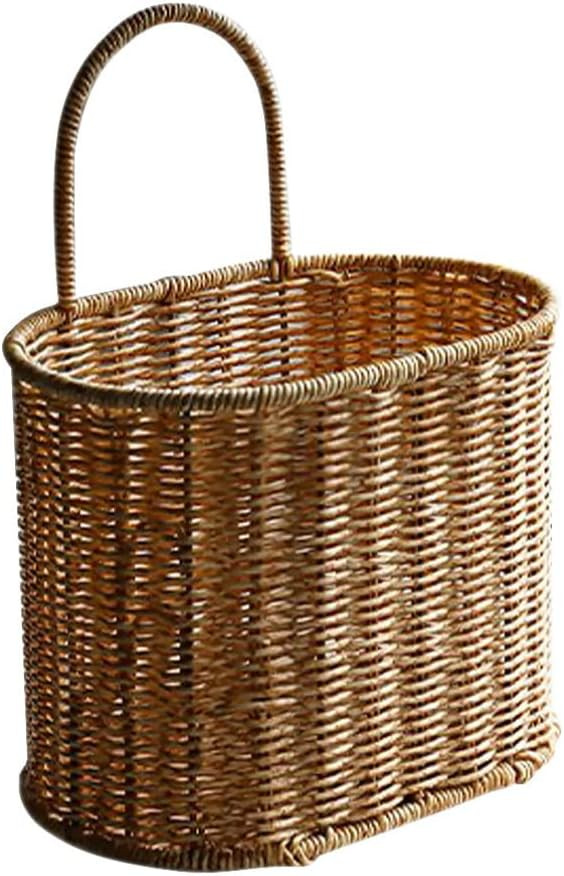 MILISTEN Fake Wicker Baskets Woven Hanging Basket Plastic Flower Basket Portable Wall Hanging Flo... | Amazon (US)