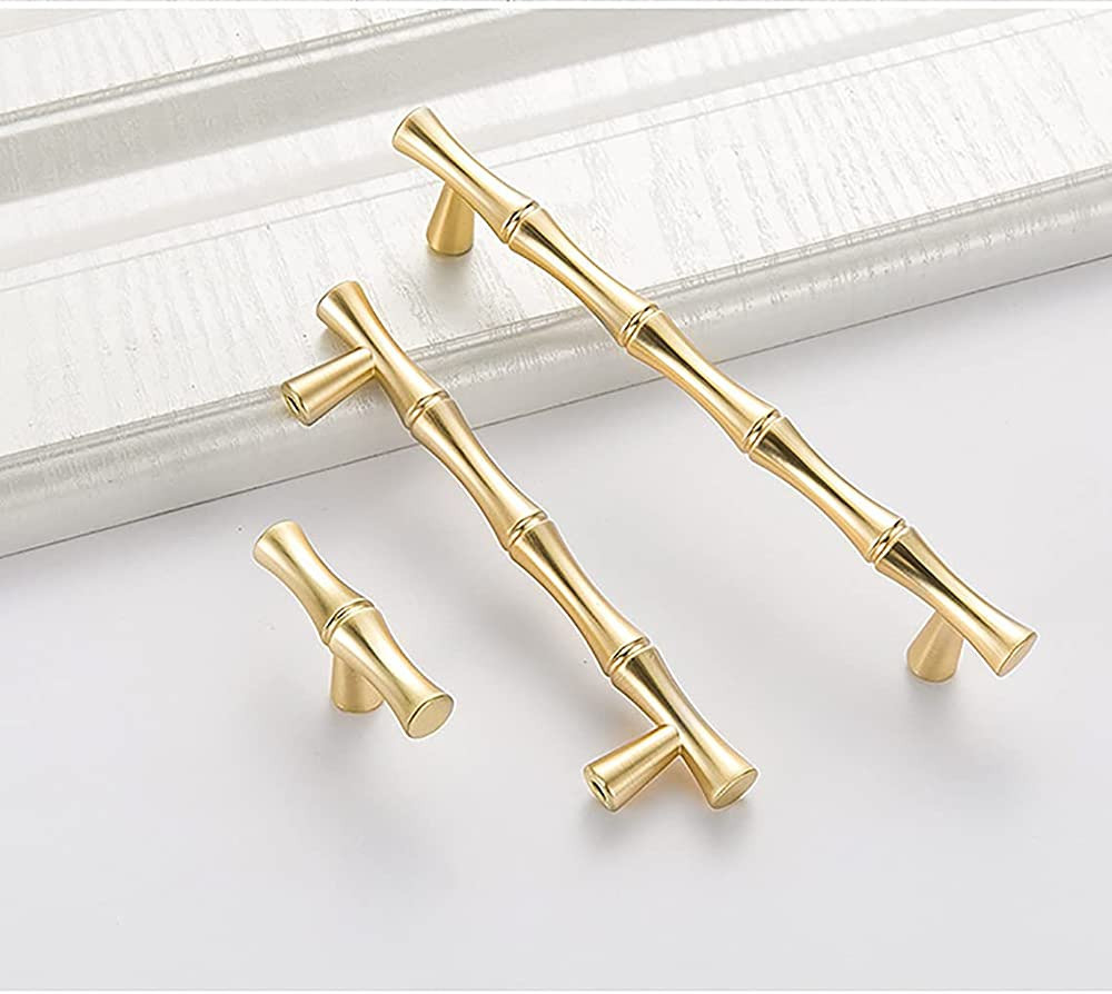 ESreake 6Pcs Bamboo Shape Solid Zinc Alloy Cabinet Knobs Handle pulls, Dresser Drawer Cabinet Cup... | Amazon (US)