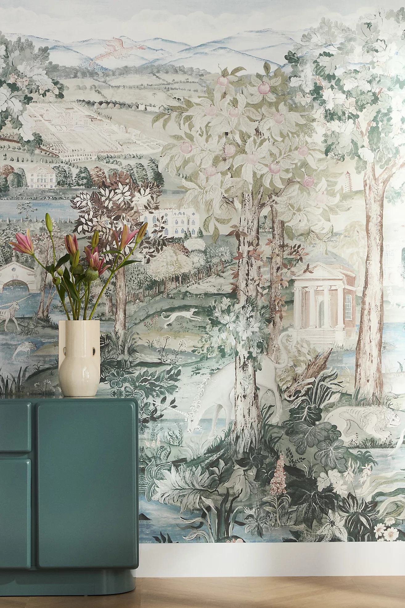 Arcadian Thames Leaves & Trees Mineral Wallpaper | Anthropologie (US)
