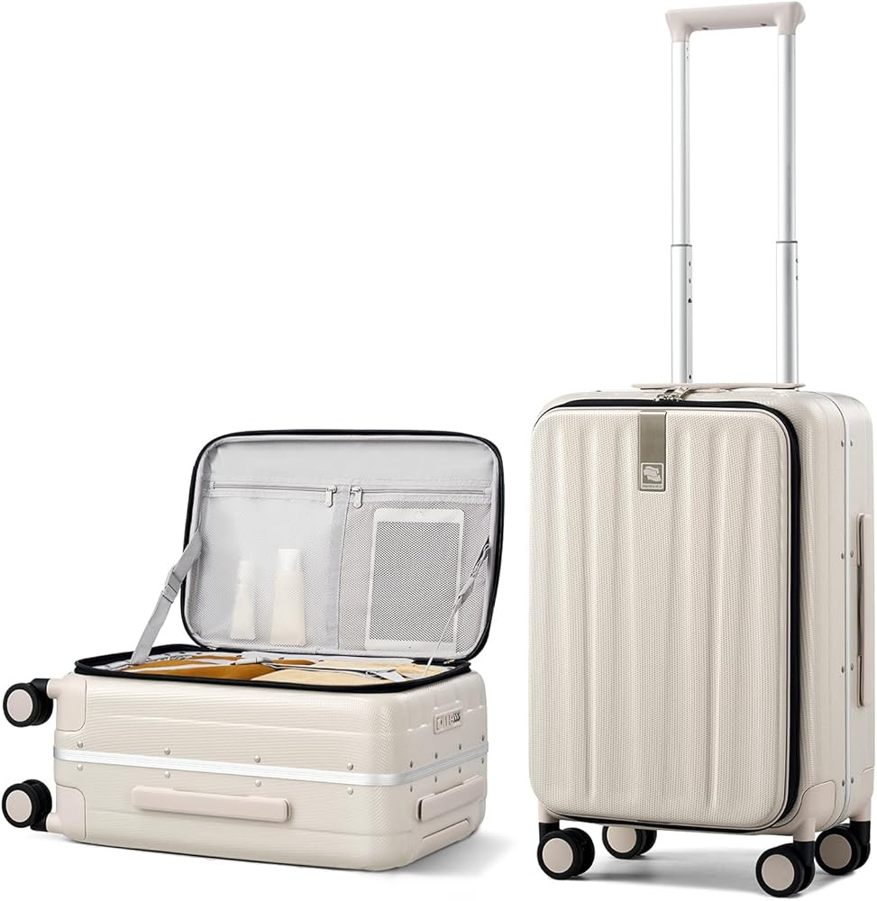 Hanke 20 Inch Carry On Luggage with Wheels PC Hard Shell Suitcase Top Opening Aluminum Frame Trav... | Amazon (US)