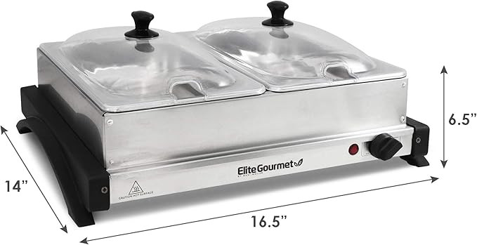 Elite Gourmet EWM-6122 Dual 2 x 2.5 Qt. Trays, Buffet Server, Food Warmer Temperature Control, Cl... | Amazon (US)