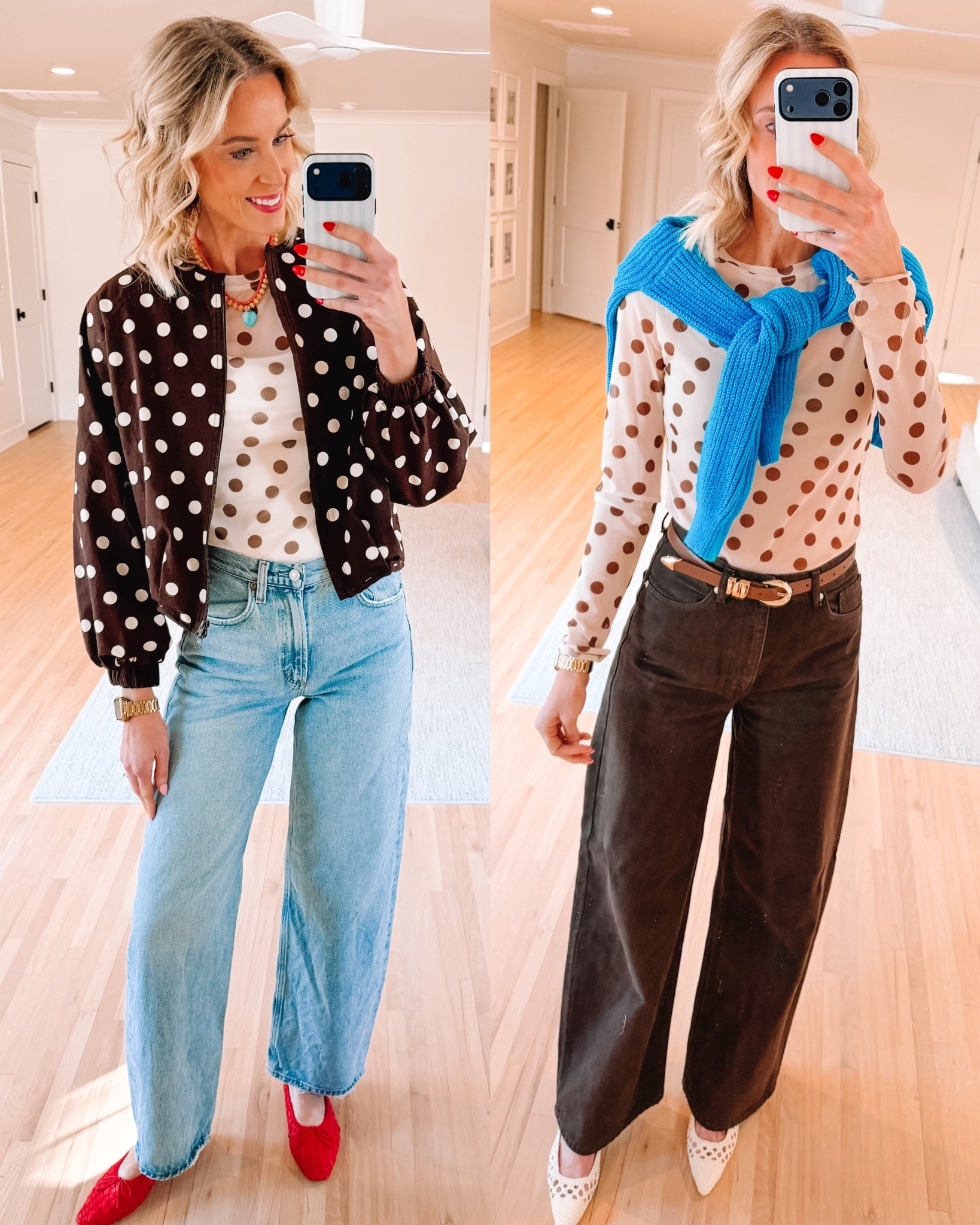 Amazon polka dot mesh top