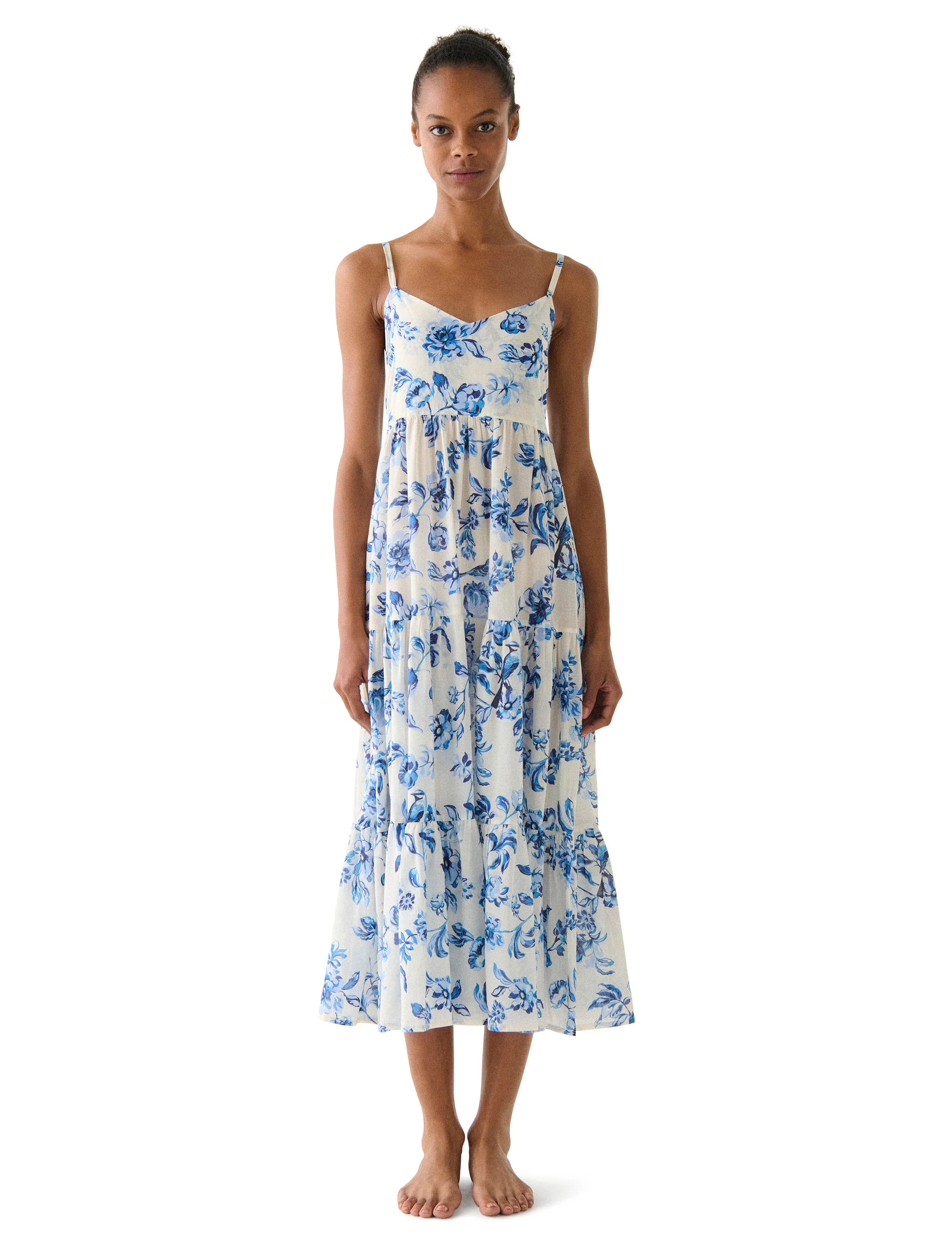 kate spade new york Tiered V-Neck Mesh Cover Up Dress - Floral Toile | Beach2Ocean