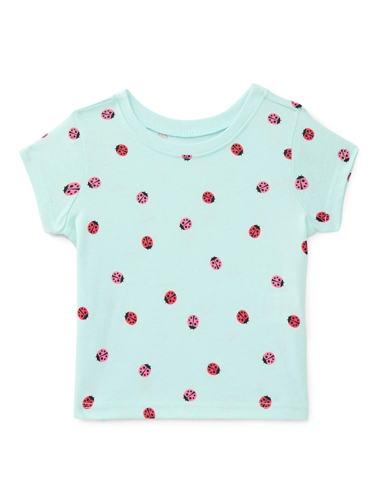 Wonder Nation Baby Girls Crewneck Tee with Short Sleeves, Sizes 0/3M-24M | Walmart (US)