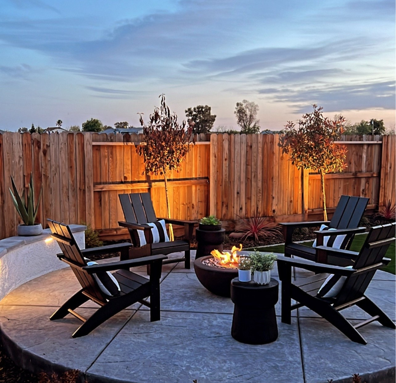 Outdoor living, Adirondack chairs, fire pit area, firepit chairs, backyard oasis, backyard furniture, backyard decor, black-and-white outdoor furniture

#LTKHome