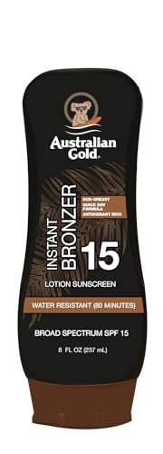 Australian Gold Sunscreen Lotion with Instant Bronzer SPF 15, 8 Ounce | Broad Spectrum | Water Resistant | Non-Greasy | SPF 15 8 Fl Oz (Pack of 1) | Amazon (US)