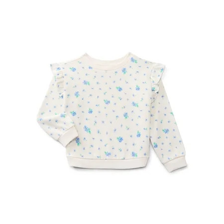 Wonder Nation Toddler Girls Fleece Crewneck Top with Long Sleeves, Sizes 12M-5T | Walmart (US)