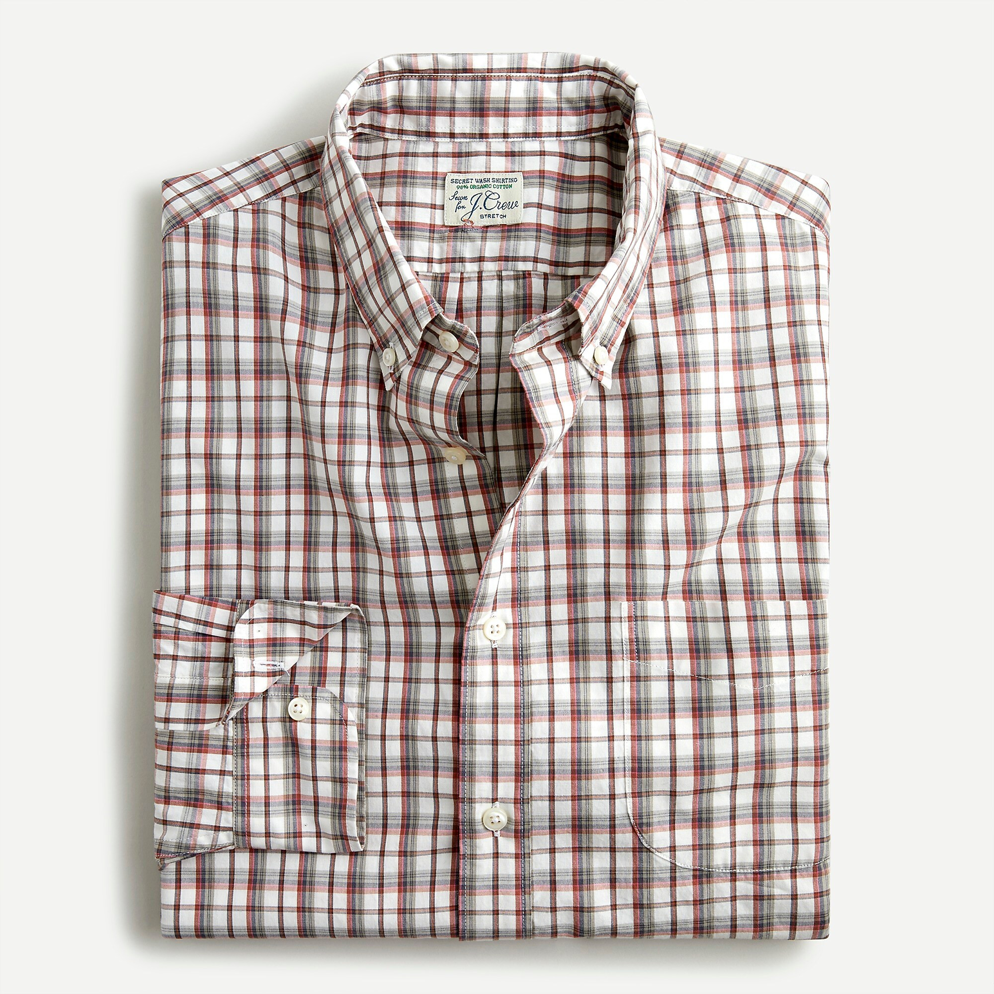 Slim stretch Secret Wash cotton poplin shirt in check | J. Crew US