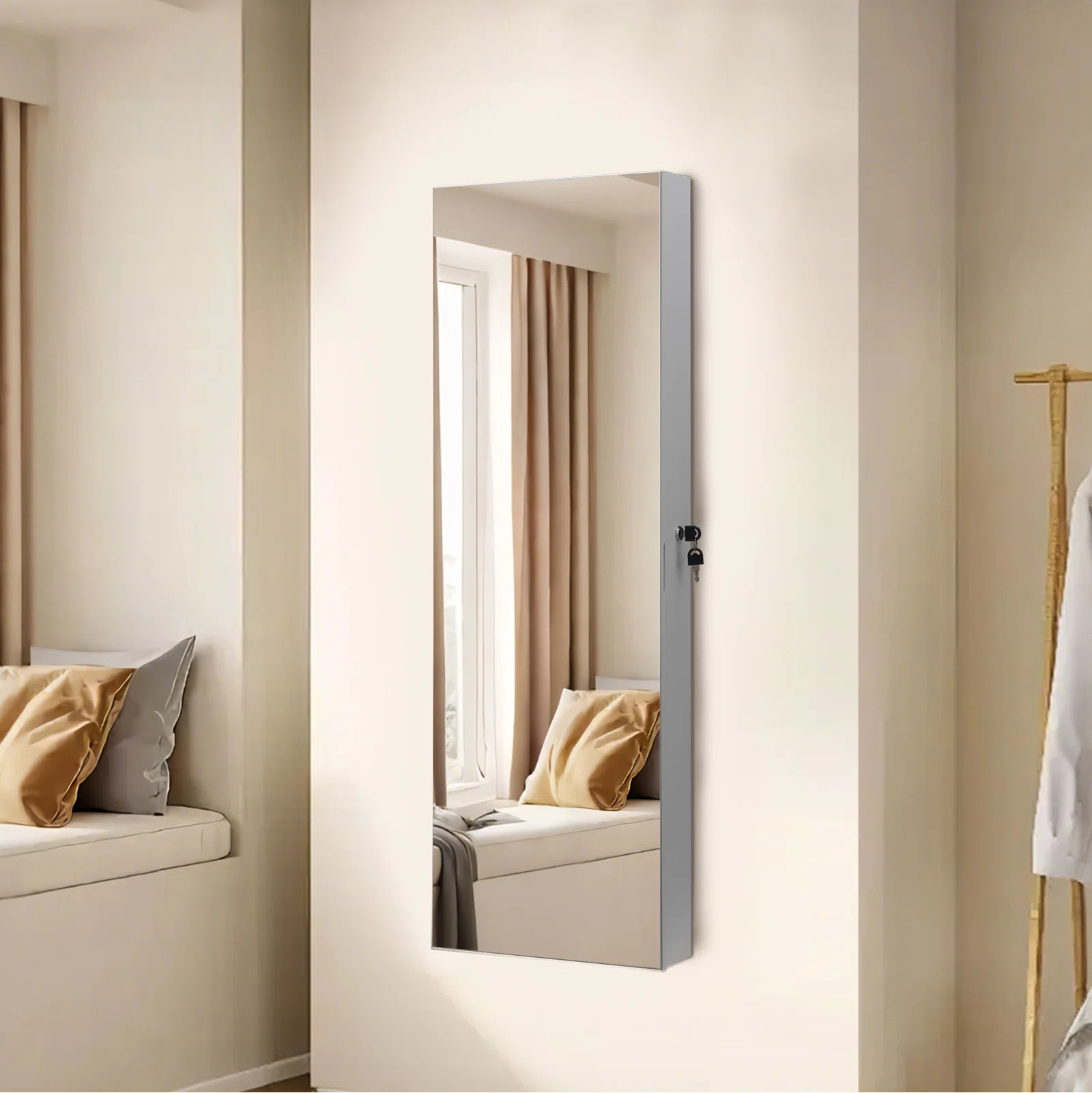 14.5'' Wide Wall Jewelry Armoire With Mirror & Led Light | Wayfair North America