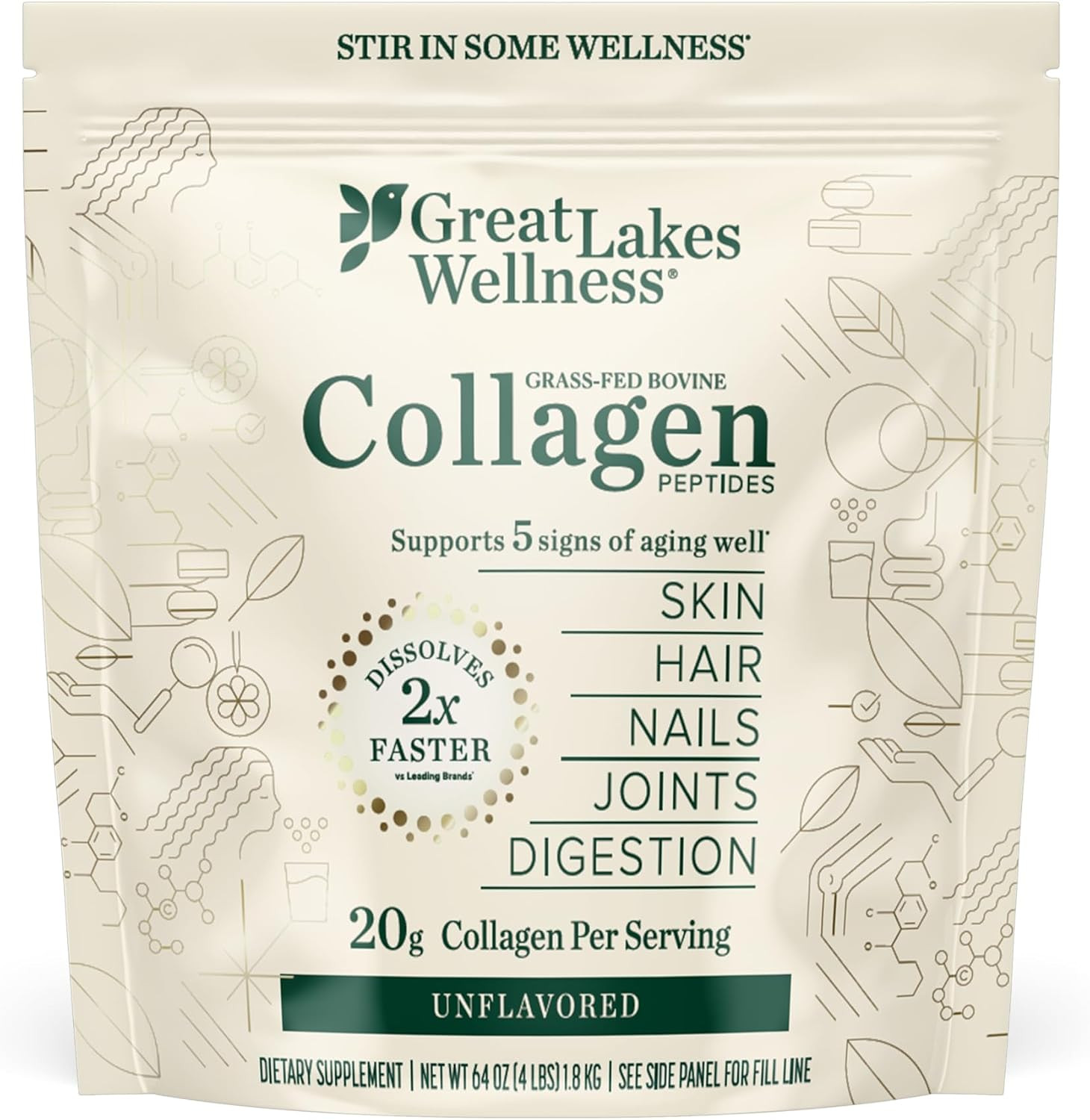 Great Lakes Wellness Collagen Peptides Powder, Unflavored, 64 oz | Amazon (US)