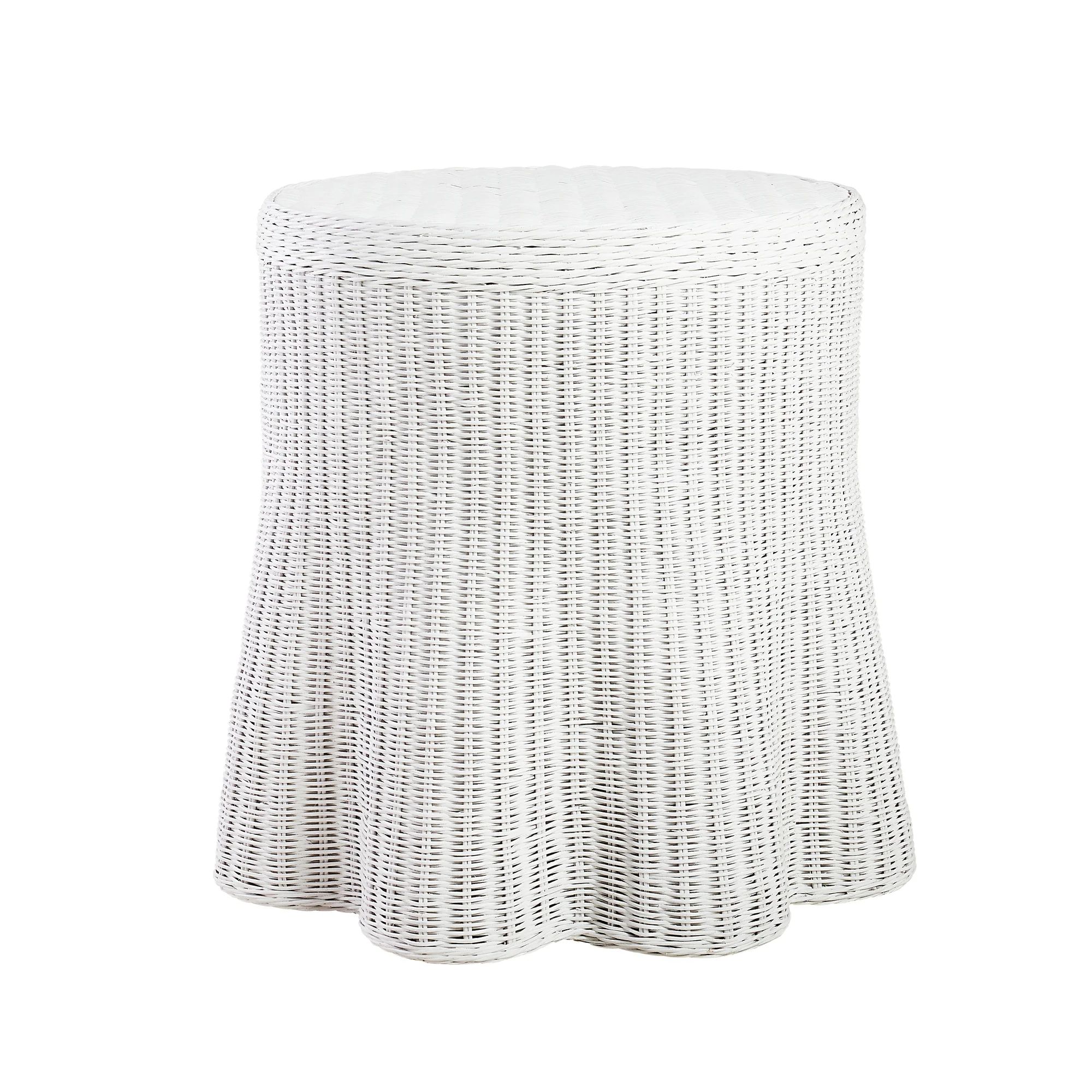 Round Scallop Skirted Side Table in White | Caitlin Wilson Design