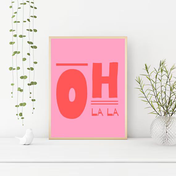 Abstract Quote Art, Oh La La Print, Ooh La La, Modern Art Printable, Pink and Red Print,Kids Room... | Etsy (US)