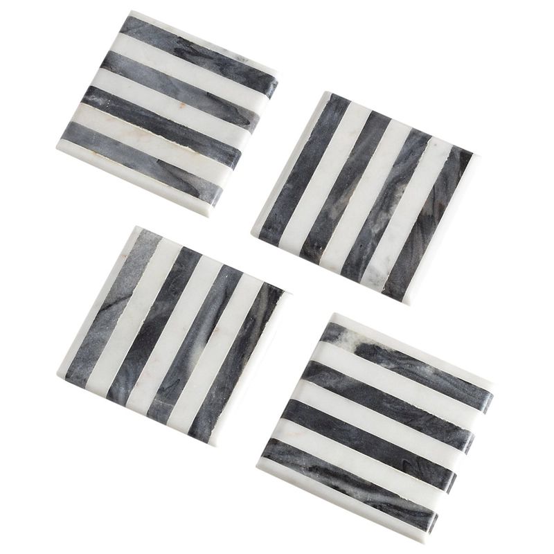 Grey/White Stripe Marble Coasters/Set Of 4 | Annie Selke
