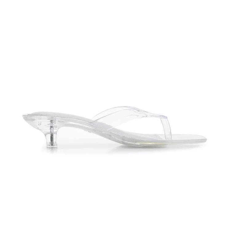 otnbgsr Jelly Shoes Sandals for Women Kitten Heel Clear Thong Sandals Square Open Toe Flip Flops ... | Walmart (US)