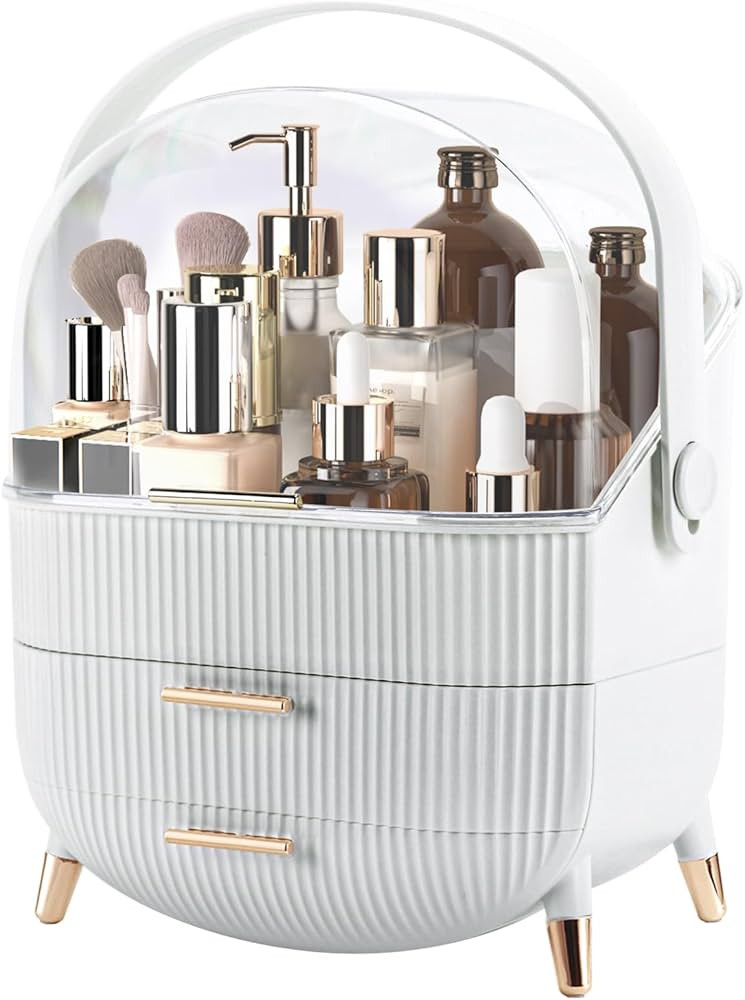 Makeup Organizer for Vanity, Make up Organizers and Storage, Cosmetics Skincare Organizers with L... | Amazon (US)