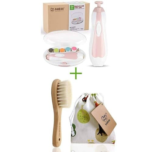haakaa Electric Baby Nail Trimmer & Wooden Baby Hair Brush Set | Amazon (US)
