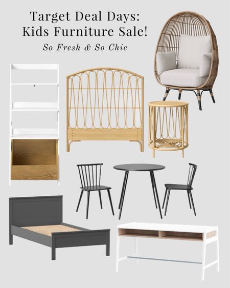 Target deal days are here! Heee are my kids furniture sale picks.
-
Kids oversized egg chair - rattan bedside table - rattan twin headboard - boho kids room - white and wood tall bookshelf - white and wood activity table - black metal activity table and chairs - grey wood twin bed - kids room furniture - kids room decor - affordable kids room design

#LTKsalealert #LTKhome #LTKkids