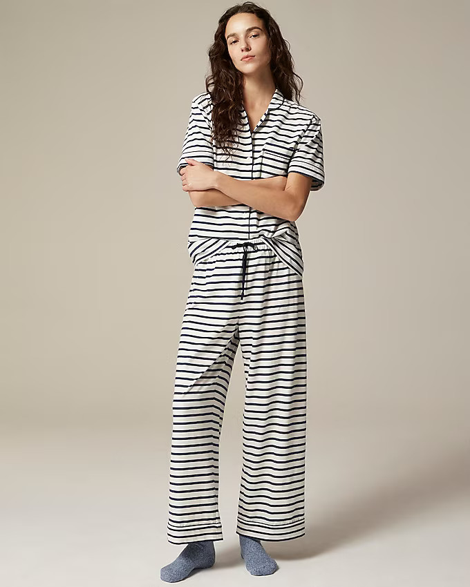 Dreamy cotton-blend short-sleeve pajama pant set in stripe | J. Crew US