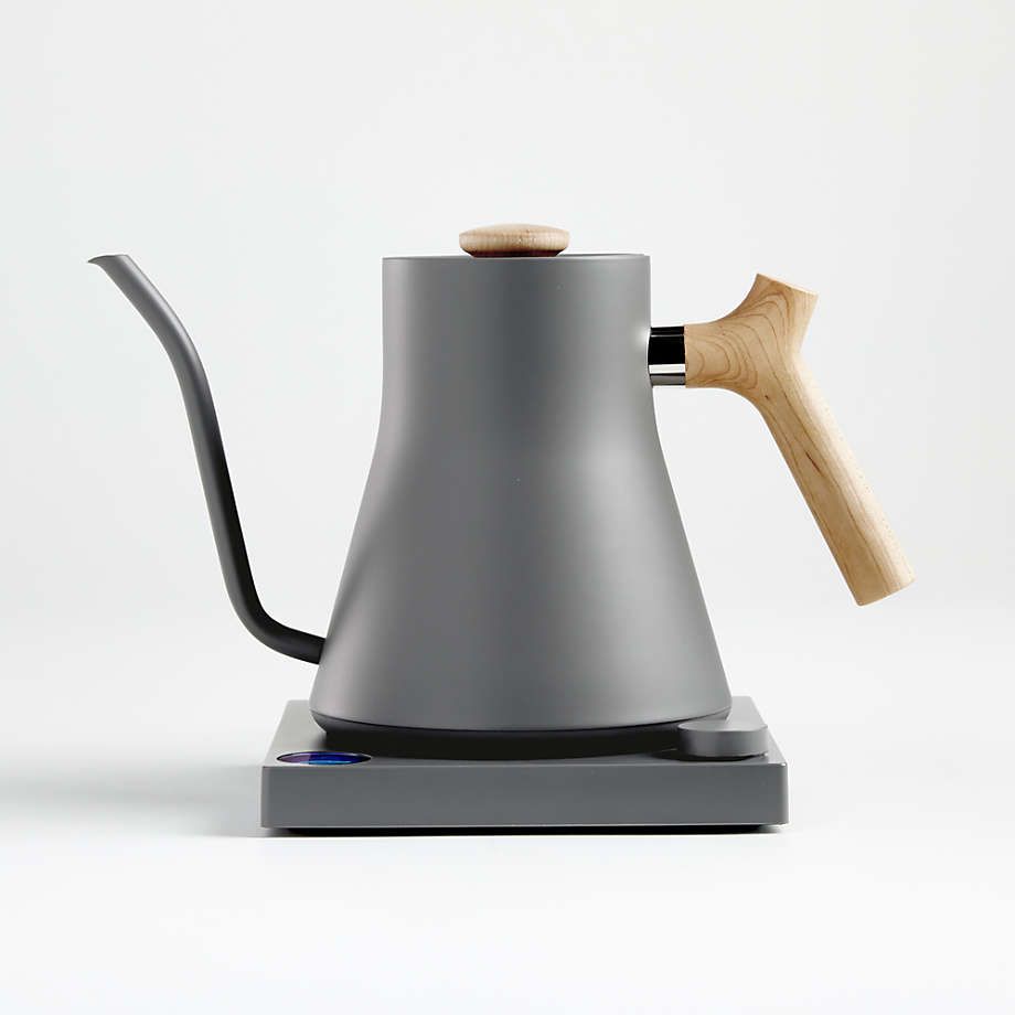 Fellow Stagg EKG Matte White Electric Tea Kettle with Walnut Handle + Reviews | Crate & Barrel | Crate & Barrel