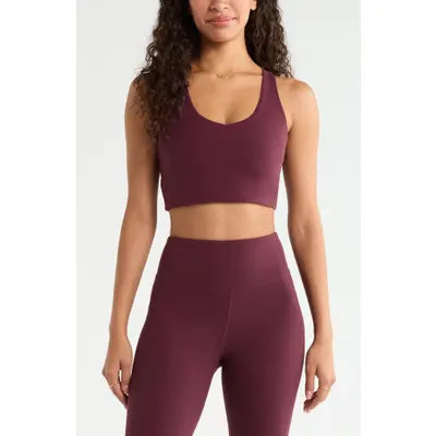 Zella Studio Luxe Essential Racerback Sports Bra in Black at Nordstrom, Size X-Large | Nordstrom