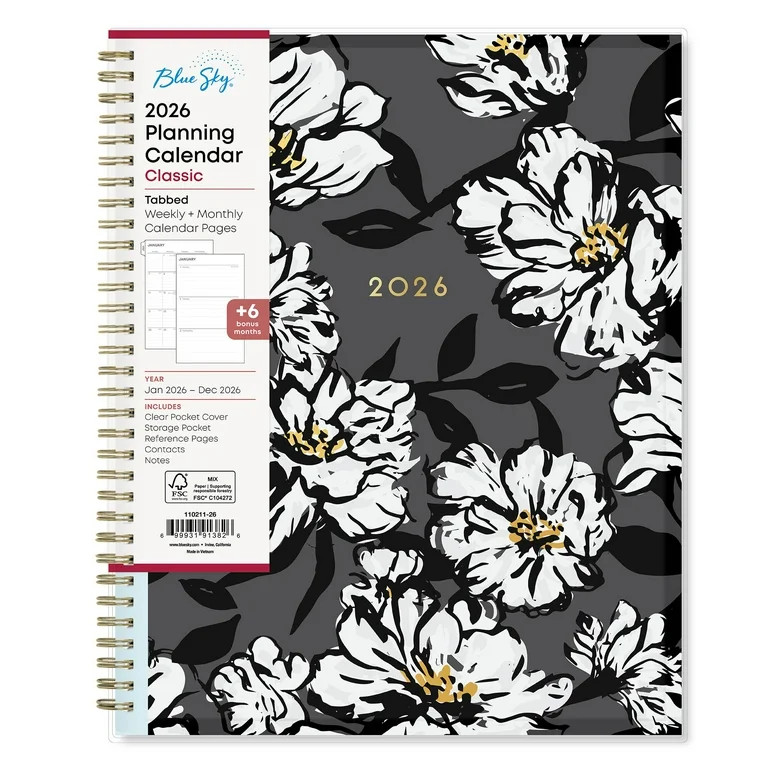 Blue Sky 2026 Weekly and Monthly Planner Calendar, January 2026 - December 2026, 8.5" x 11", Clea... | Walmart (US)