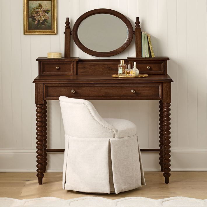Chris Loves Julia Turned Wood Vanity Desk (40"w x 21"d) | Pottery Barn Teen