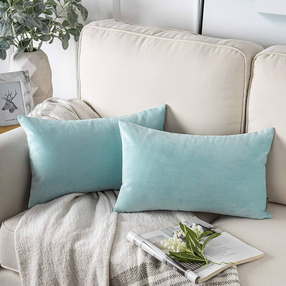 Phantoscope Pack of 2 Velvet Decorative Throw Pillow Covers Soft Solid Square Cushion Case for Co... | Amazon (US)