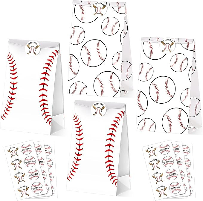 Nezyo 24 Pcs Baseball Gift Bags Team Party Favor Baseball Sport Candy Treat Goodie Snack Bags wit... | Amazon (US)