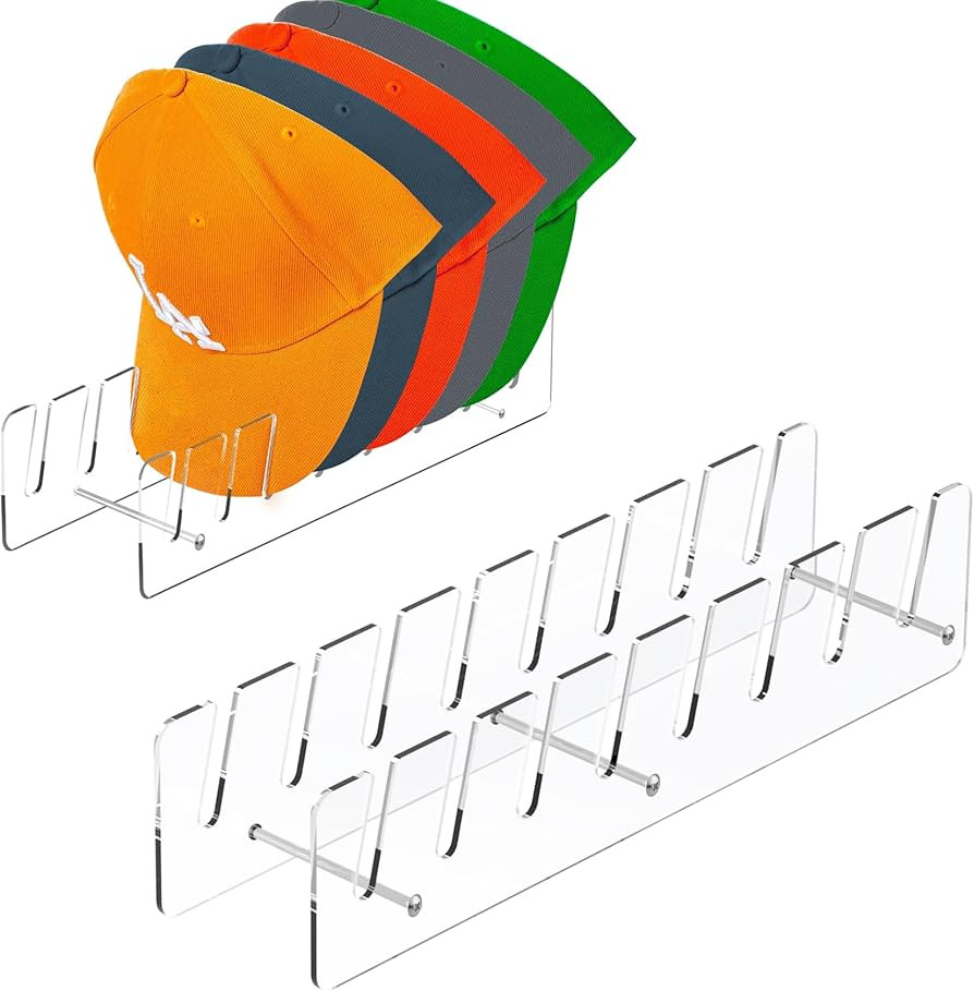 Hat Stand Organizer for Baseball Caps, Acrylic Hat Holder & Rack, 2PCS Clear Stand for 16 Caps, I... | Amazon (US)