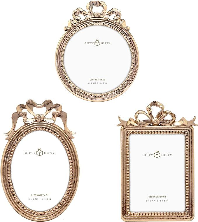 GIFTY GIFTY Royal Vintage Mini Frame Set/Set of 3/2.25x3 & 3x3 In | For Tabletop Display | Perfec... | Amazon (US)