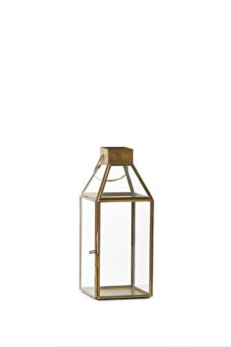 Serene Spaces Living Small Square Gold Lantern – 10" Tall Decorative Gold Lantern for Candles, Ideal for Weddings and Home Decor – Sold Individually | Amazon (US)
