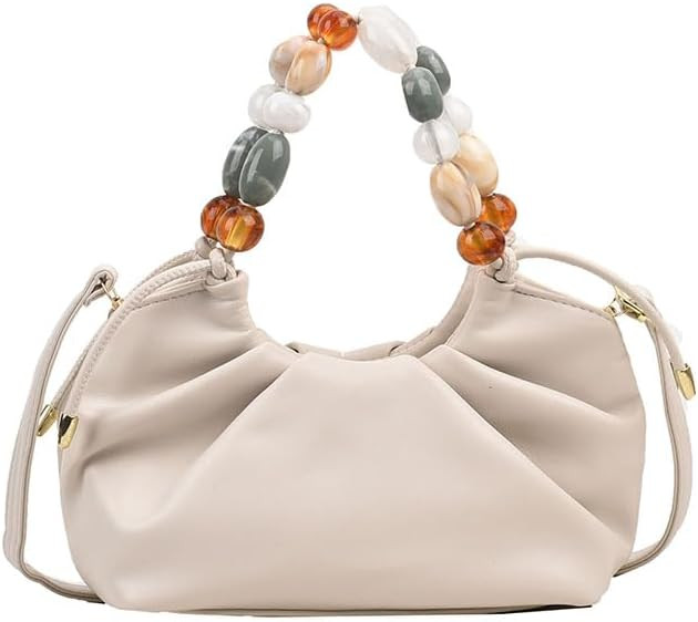 Women Top Handle with Colorful Beads Handbag Classic Soft Vegan Leather with Detachable Shoulder ... | Amazon (US)