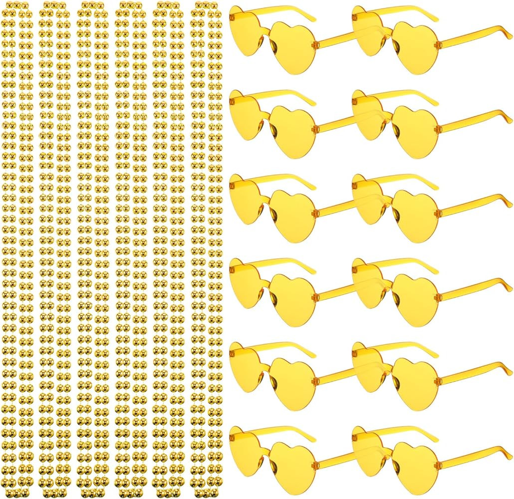 Mepase 24 Pcs Beads Necklaces and Heart Sunglasses 80s Accessories for Adults Valentines Parade W... | Amazon (US)