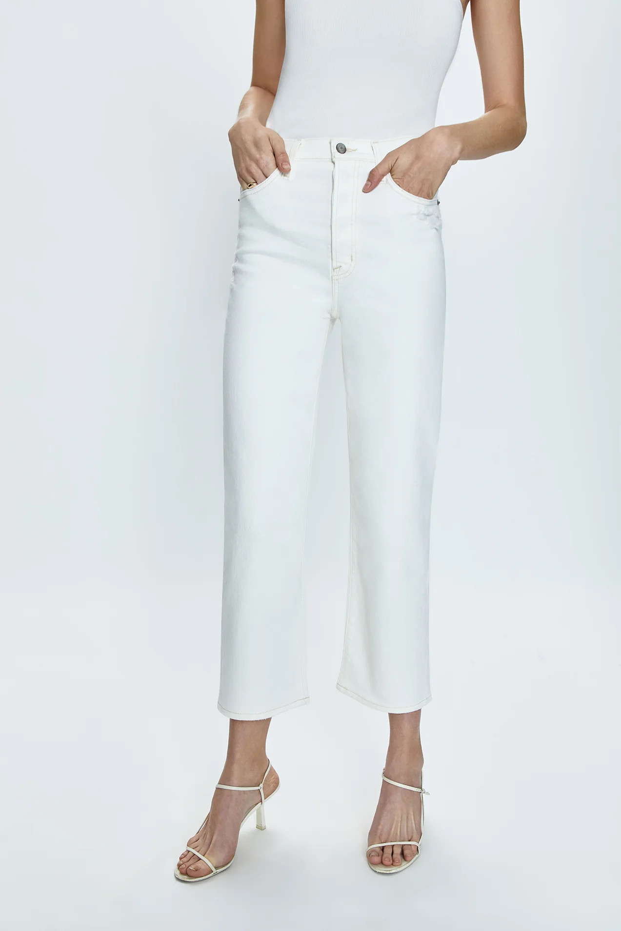 Cassie Crop Super High Rise Straight Crop Jean - Sand Vintage | Pistola Denim