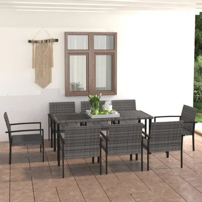 Outdoor Dining Set Grey And Black | Wayfair North America