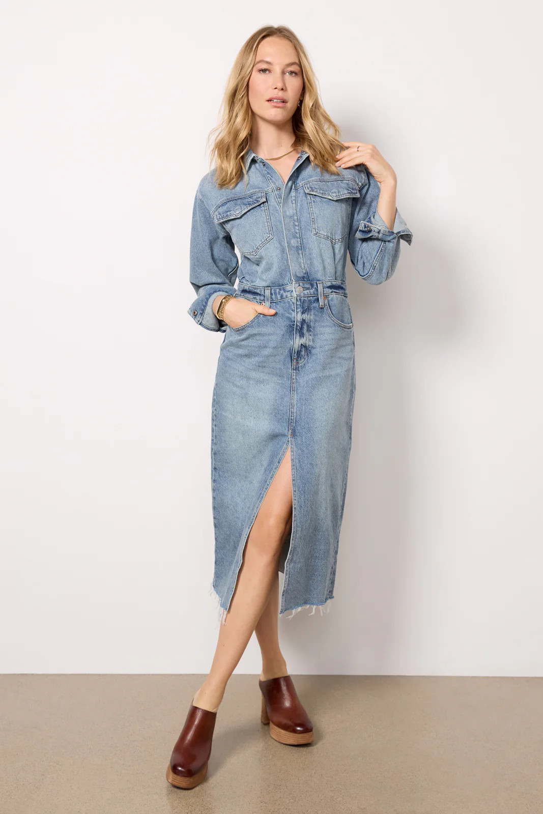 Amira Denim Midi Dress | Evereve