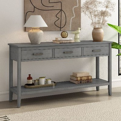 PAGED Minimalist Console Table with Drawer & Shelf, Pine Wood Entryway Sofa Side Table, Entryway Table for Hallway, Foyer, Corridor -Gray | Target