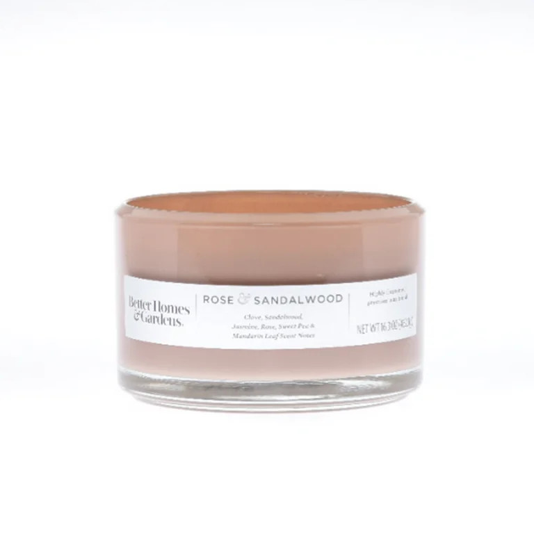 Rose & Sandalwood | Better Homes & Gardens Scented 3-Wick Dish Candle 16oz | Walmart (US)