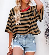 Dokotoo Summer Shirts 2026 Womens Solid T Shirts for Women Loose Oversized Tops Basic Tee | Amazon (US)
