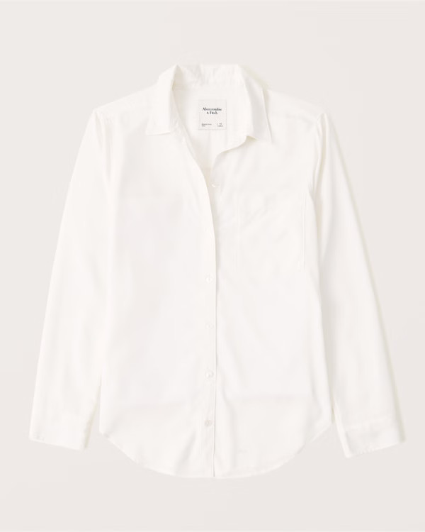 Women's Long-Sleeve Drapey Button-Up Shirt | Women's Tops | Abercrombie.com | Abercrombie & Fitch (US)