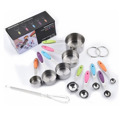Modern Design Nesting Measuring Cups & Spoons Set MULTI-COLOR Plus Mini Whisk High Quality Stainless Steel 11-Piece Set | Target