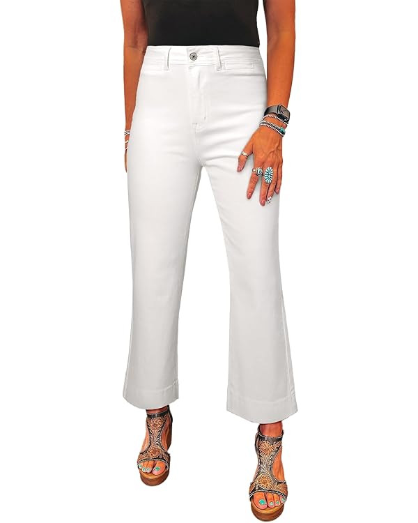 SHEWIN Women Wide Leg Jeans High Waisted Stretch Denim Pants Inseam 25-26 inch | Amazon (US)