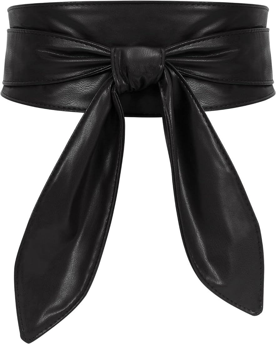 WHIPPY Women Obi Belt Fashion Wrap Around Wide Waistband Knotted Belt for Dress | Amazon (US)