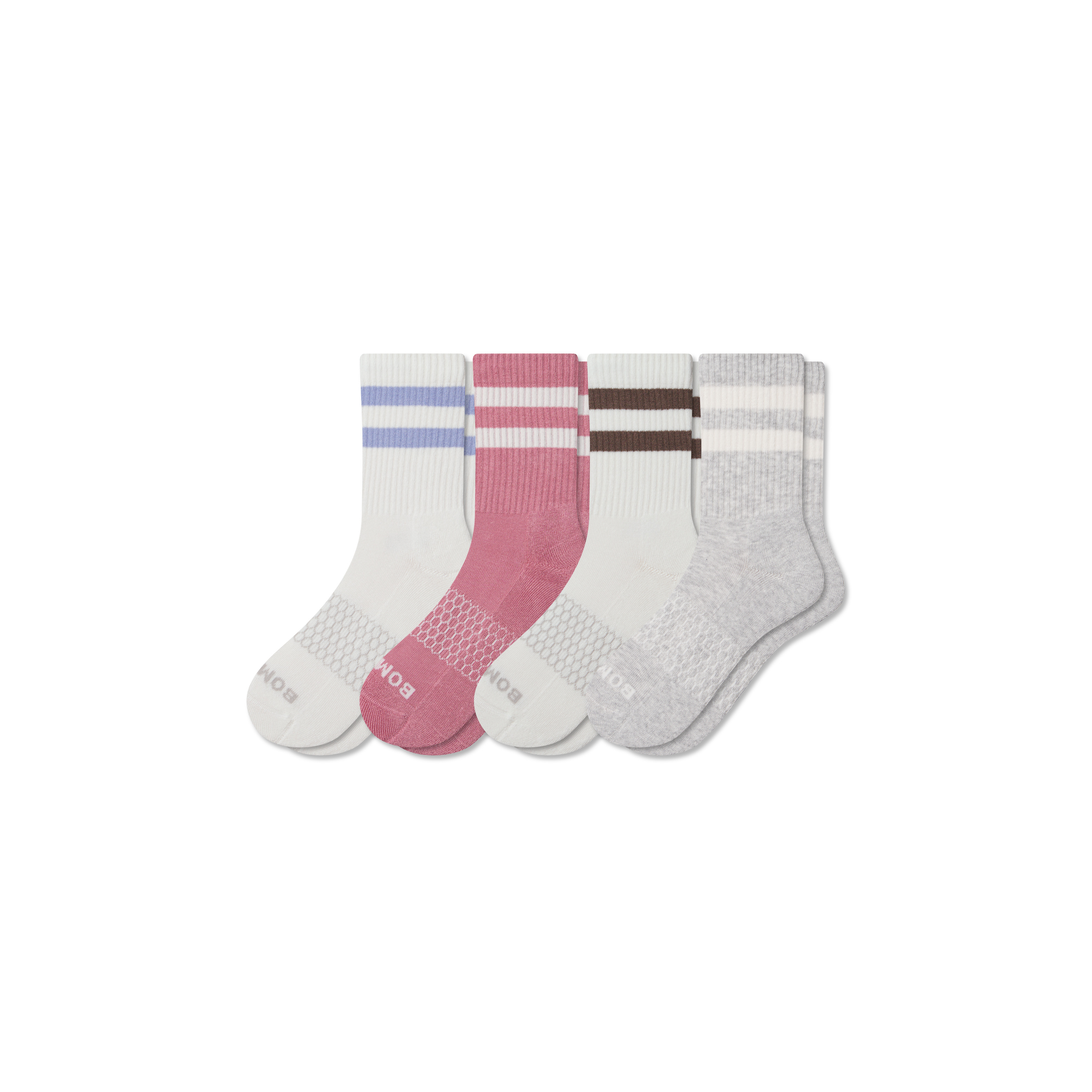 Women's Vintage Stripes Half Calf Sock 4-Pack - Dawn Rose Mix - Medium - Cotton Blend - Bombas | Bombas