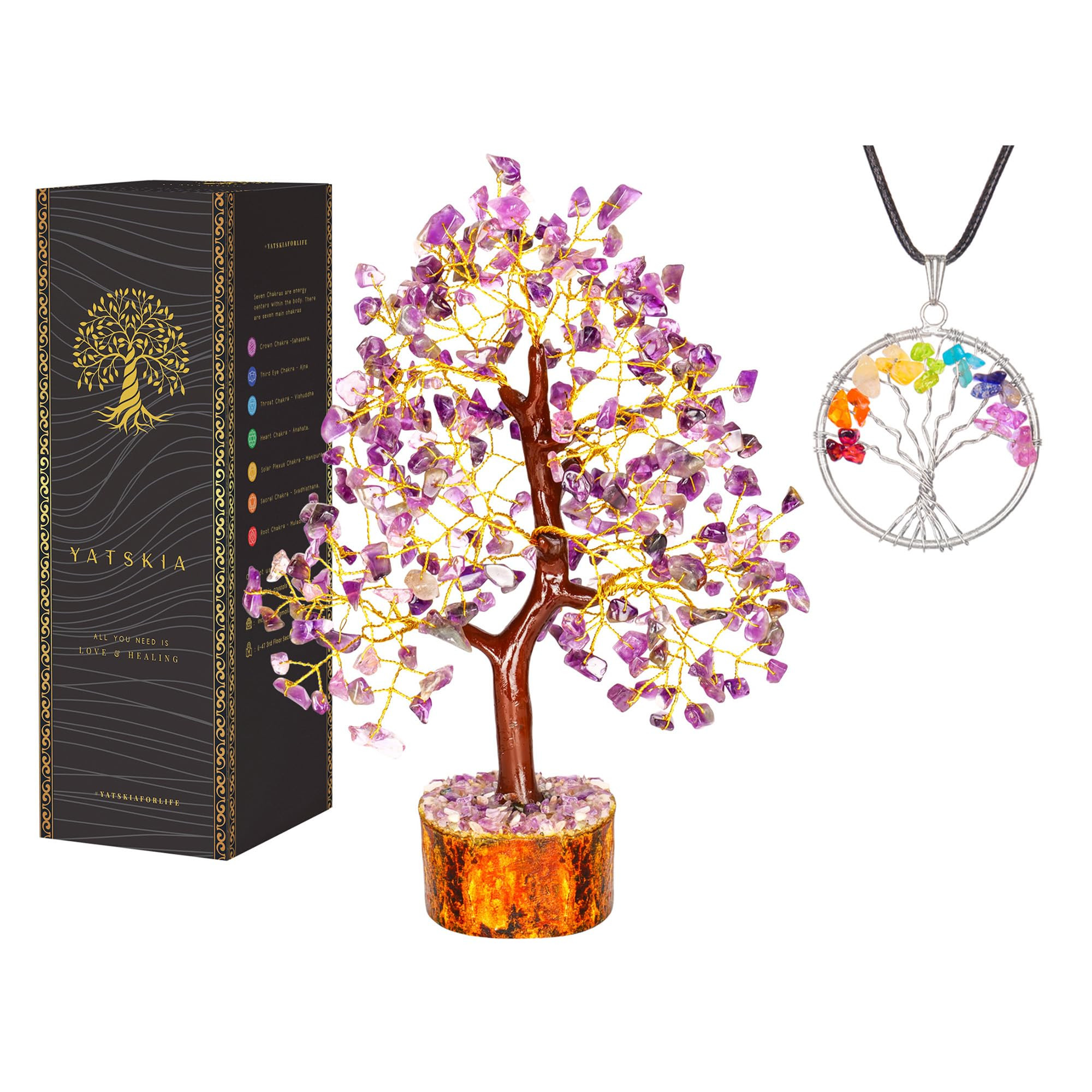 YATSKIA Black Tourmaline Crystal Tree of Life - Money Tree - Birthday Gifts for Women - Chakra Cr... | Amazon (US)
