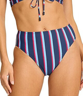 Tommy Bahama Deep Sea Stripe Tummy Control High Waist Swim Bottom - S | Dillard's
