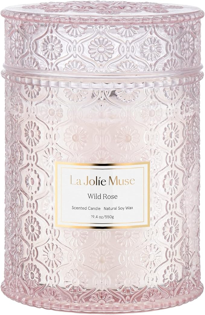 LA JOLIE MUSE Candle Gift for Women, Valentines Day Gifts for Her, Rose Scented Candle, Wood Wick... | Amazon (US)