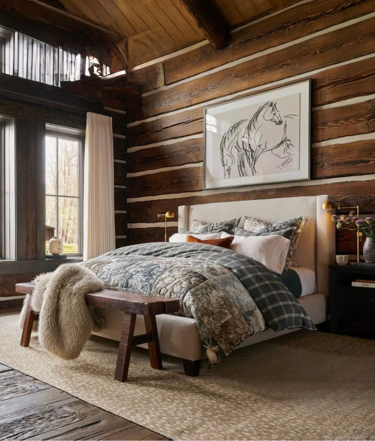 Obsessed with this rustic and chic fall bedroom!  Bedroom decor, plaid bedding, home decor, cabin decor, rustic bench

#LTKHome #LTKSeasonal #LTKdayinmylife