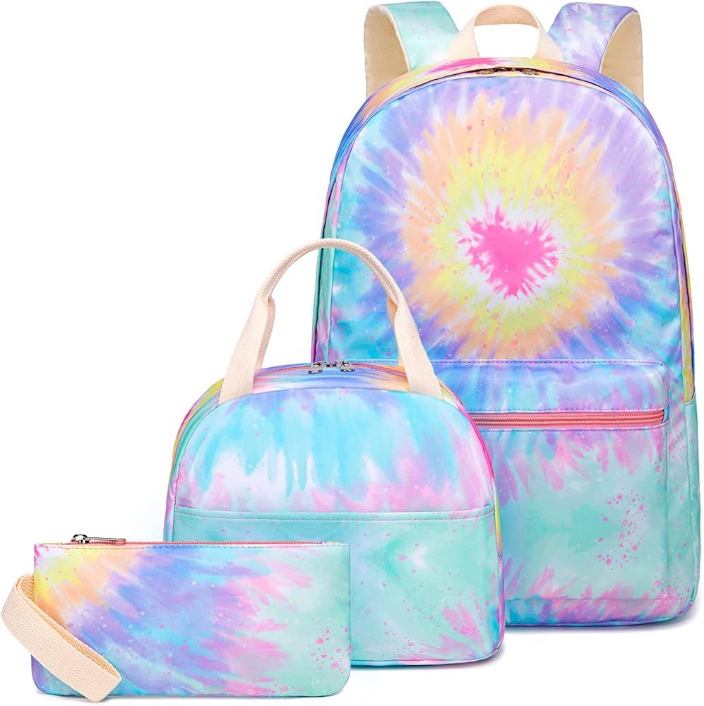 School Backpacks for Teen Girls Rainbow Backpack School Bookbags Set Lunch bag Pencil Case (Y064/... | Amazon (US)